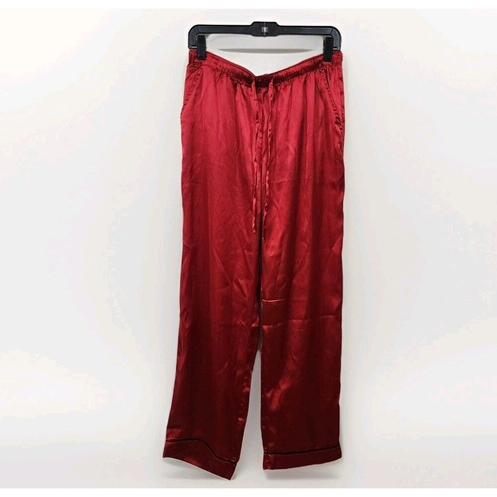 House Of Harlow 1960 Red Satin Pajama Pants Lounge Wide-Leg Elastic Waist Size M